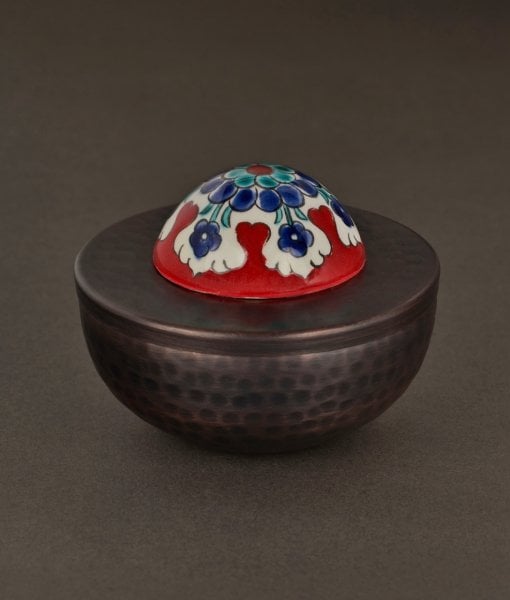KUBBELİ Bakır Lokumluk [Çini Kubbe Dekor No:L2-11cmx9cm]