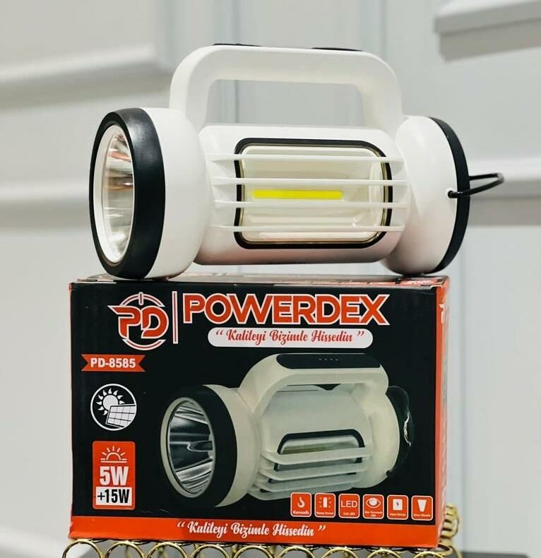 Powerdex PD-8585 Çift Işklı Solar Şarjlı El Feneri ve Kamp Lambası