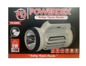 Powerdex PD-8585 Çift Işklı Solar Şarjlı El Feneri ve Kamp Lambası
