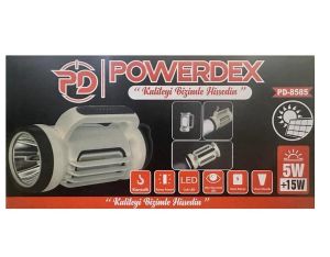 Powerdex PD-8585 Çift Işklı Solar Şarjlı El Feneri ve Kamp Lambası