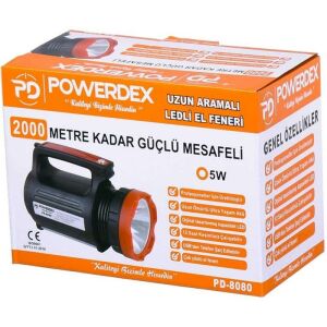 Powerdex PD-8080 Uzun Aramalı Ledli Şarjlı El Feneri 5W