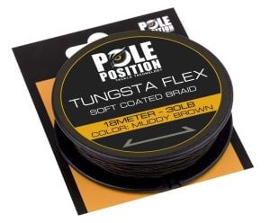 Pole Position 18m 30lb Tungsta Flex Soft Coated Kaplamalı Rig İpi Muddy Brown