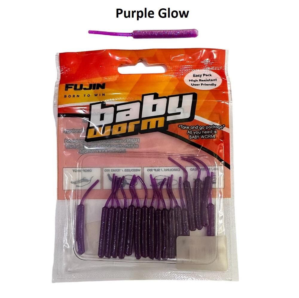 Fujin Baby Worm 5.2cm Floating LRF Silikonu (18 adet) Purple Glow