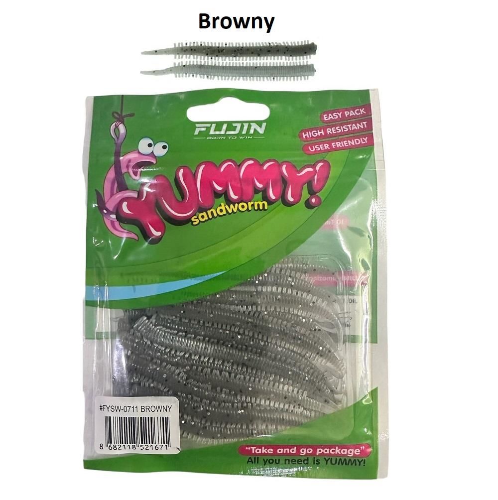 Fujin Yummy Sandworm 7cm LRF Silikonu (20'li) Browny