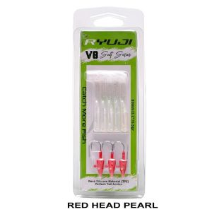 Ryuji V8 8cm 5.5gr Silikon Yem (3+5) Red Head Pearl