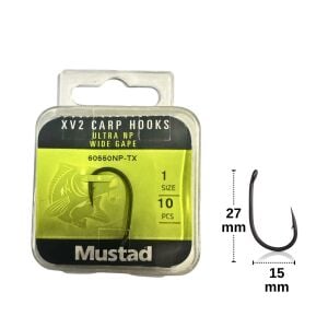 Mustad XV2 Carp Wide Gape No:1 Sazan İğnesi (10 adet)