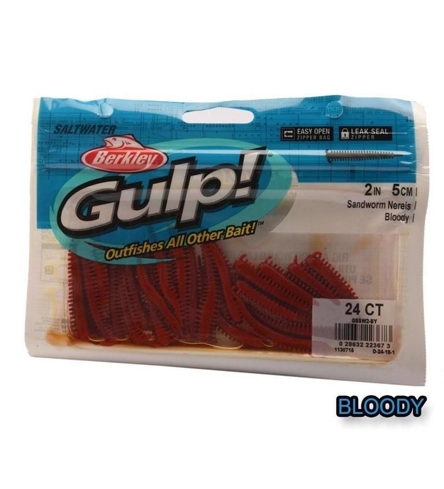 Berkley Gulp Saltwater Sandworm Sahte Kurt 5cm Bloody (24 adet)