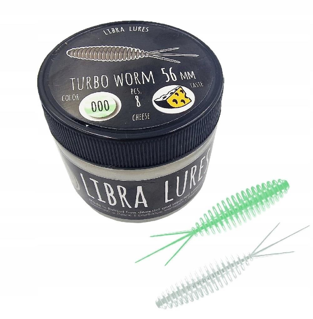 Libra Lures Turbo Worm 56mm Cheese Silikon Yem 8 Adet 000 Glow Uv Green