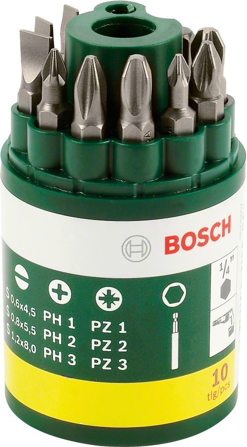 Bosch - 10 Parça Vidalama Ucu Seti (PH+PZ+S)