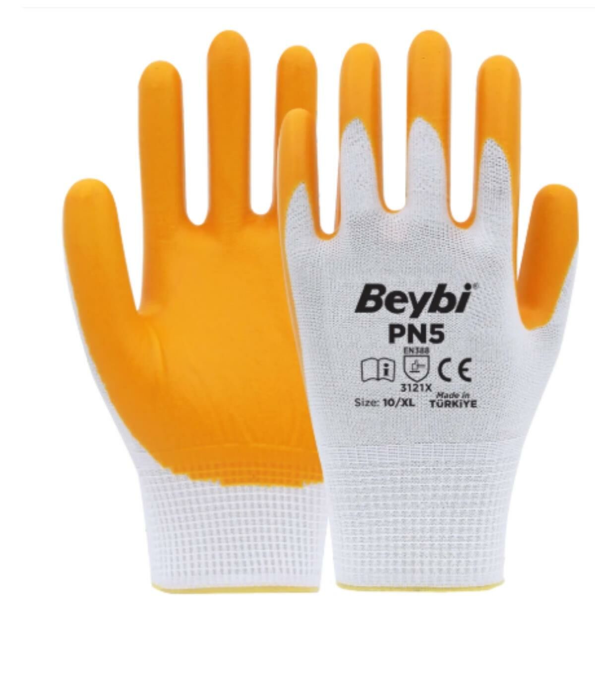 Beybi PN5 Polyester Örme Nitril Eldiven No:9 -288 Çift