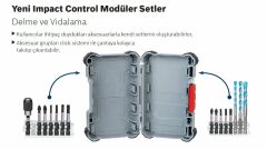 Bosch - Impact Control Serisi Vidalama Ucu 8'li PH2/PZ2/T15/T20/T25/T30 *50mm + Hızlı Uç Değiştirme Mandrenli Universal Tutucu