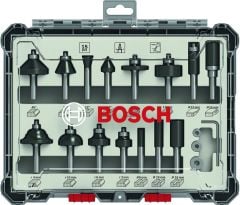 Bosch - Profesyonel 15 Parça Karışık Freze Ucu Seti 8 mm Şaftlı