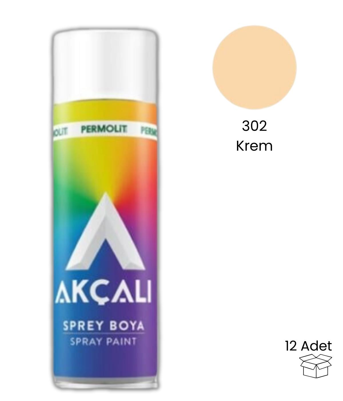 Akçalı Sprey Boya 302 Krem 400 Ml -12 Adet