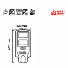 Luster 60W Solar Sokak Armatür 6500K 5400 Lümen Beyaz Işık