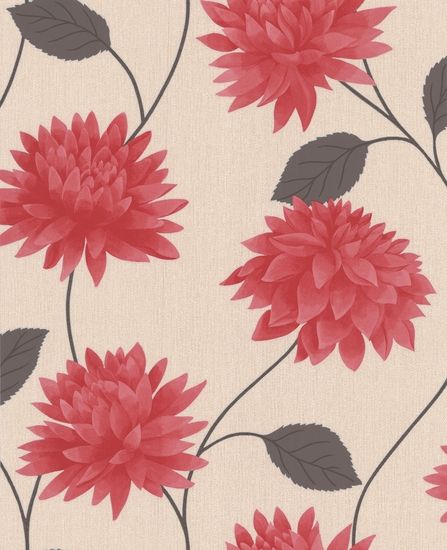 No:8- Belçika ürünü-Non woven tabanlı-kırmızı-kahve-çiçekli-yapraklı-