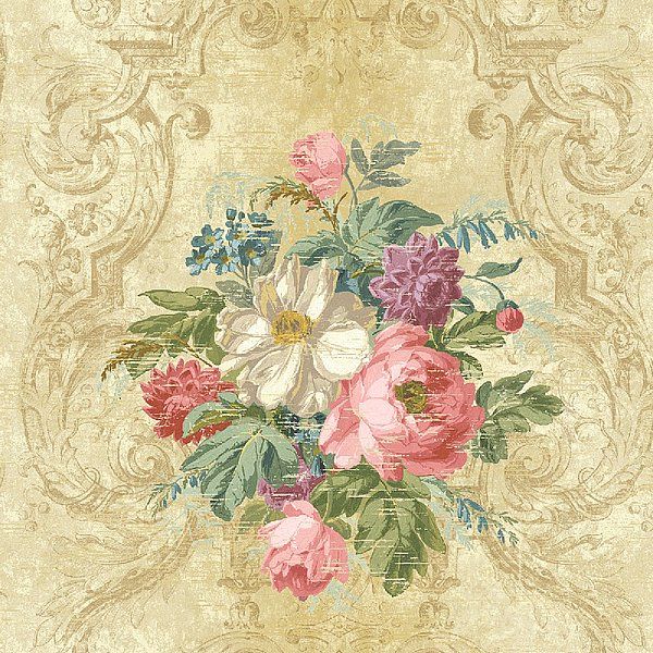 Amerikan Villa Toscana duvar kağıdı  LB31101-krem-pembe-eflatun-çiçekli-desenli-fon
