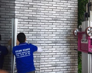 Altındağ belediyesi binası girişi hol-Elemental-42004-2-boyutlu taş desenli uygulaması-beyaz gri-(Rulo Eni :106 cm Uzunluk :15 mtr 1 Rulo:16,5 m2