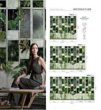Seven duvar posteri M706- Tropikal yeşil  yapraklar-modern-fon