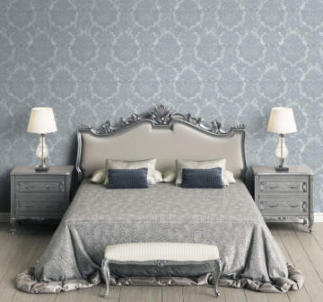 Seven mavi  7807-2-damask desenli-mavi renkli-dokulu-fon