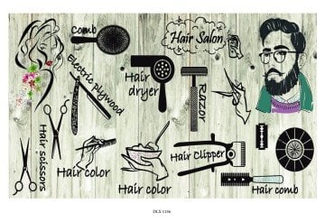 Erkek modeli duvar posteri DLX 1156-tarak-Hair salon-Fon