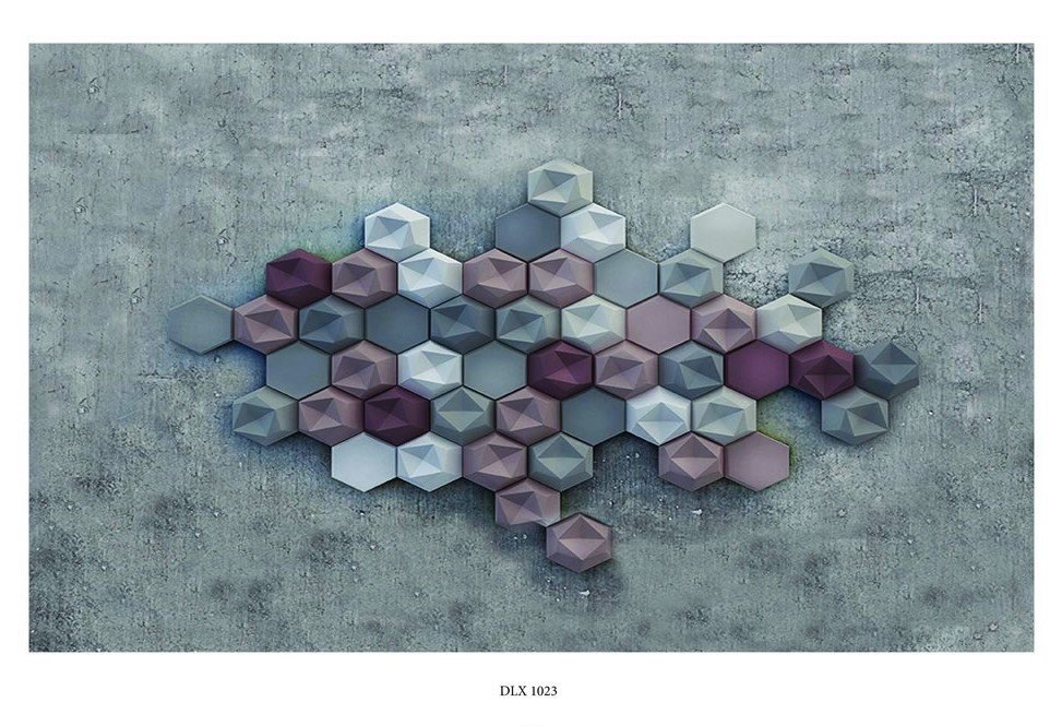 Duvar posteri DLX 1023- 5 boyutlu-gri bordo modelli-Fon