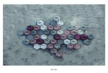 Duvar posteri DLX 1023- 5 boyutlu-gri bordo modelli-Fon