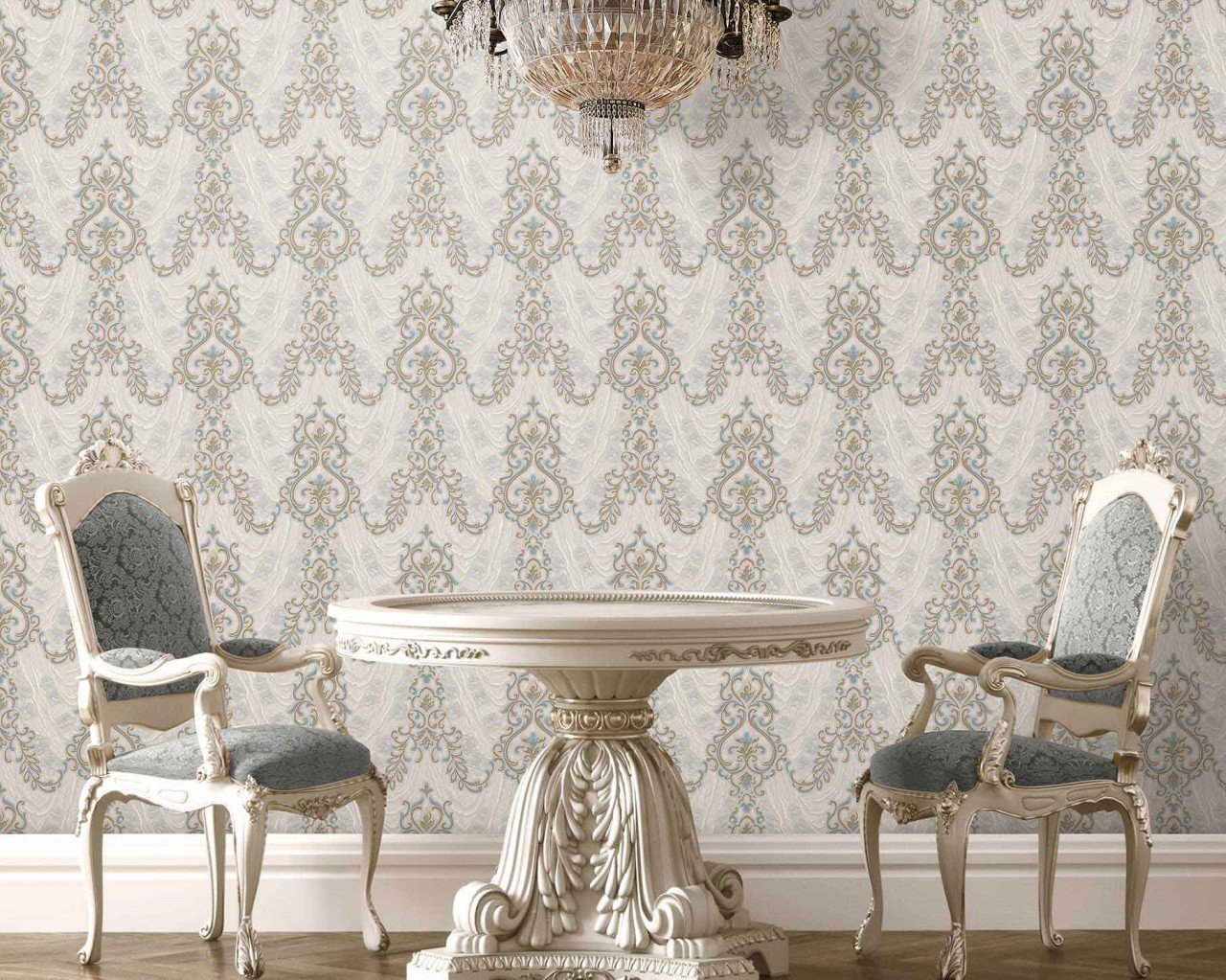 signature 1004-3-damask-modelli-mavi-bej-ev-fon-(Ebatı rulo.1,06 m*10 m.10,6 m2