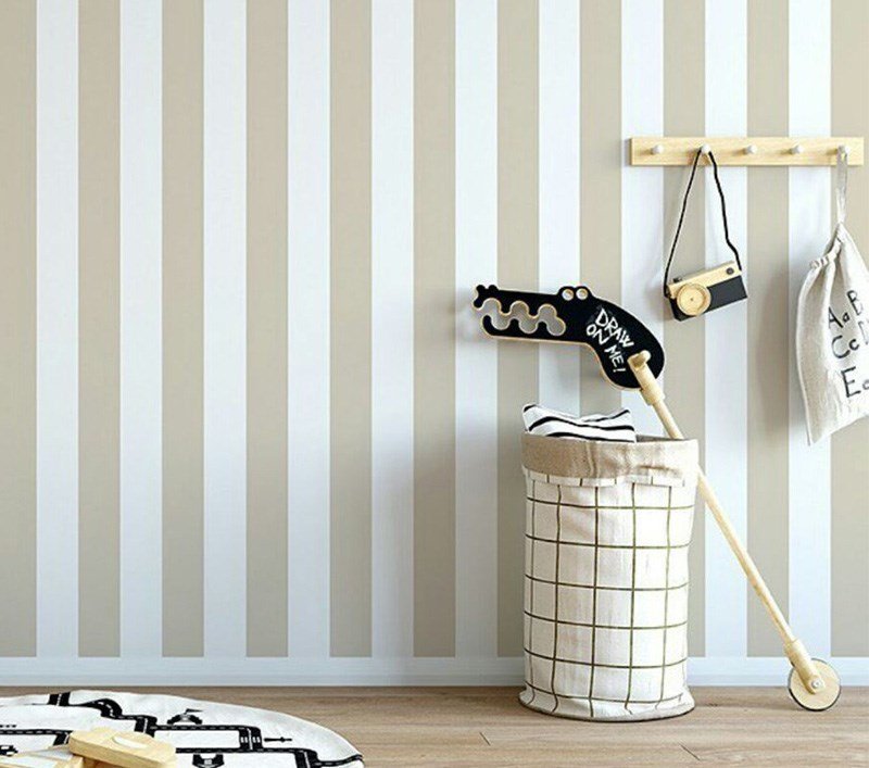 Çocuk odası-Geniş çizgili Milky Baby-430-4-Bej- beyaz