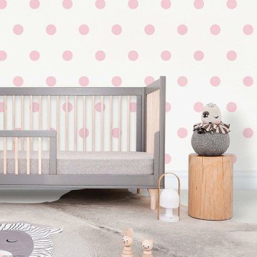 Pembe puantiyeli Bebek odası Milky-Baby-407-3-dokusuz