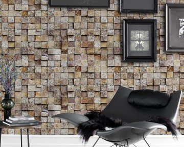stone 9003-01-eskitme-taş desenli-kahve-3 boyutlu-ev-iş yeri-ofis-fon-yaşam-(Ebat:1,06 m X 15,60 m