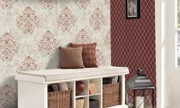 Armani 3013-01-bej-bordo-damask-eskitme-çatlak-desenli-dokulu-modelli-(rulo 16,50m² kaplar)