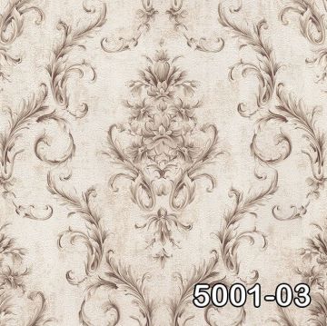 Retro 5001-03-bej renkli-damask-modelli-desenli-dokulu-işlemeli-(16,2 m2)
