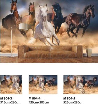 Atlar duvar posteri Moneta M804-3-beyaz-kahve-siyah-4 lü at-(Eni: 315 cm x Boyu: 280 cm Ölçü Standart)=8.82 M2 (Kaplar