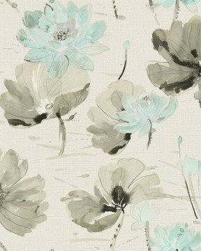 Amerikan new silk luxury duvar kağıdı xy3051-tekstil-turkuaz-bej-doğal-çiçekli-fon-(Rulo Ebat: 10,05 x 0,53 m)