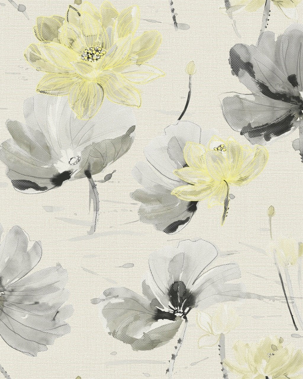 Amerikan-new silk luxury duvar kağıdı xy3052-tekstil tabanlı-sarı-kahve-çiçek-desenli-fon-(Rulo Ebat:10,05 x 0,53 m)