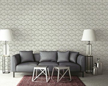 Amerikan 3D Wallpapers duvar kağıdı td30800-3 D-boyutlu-3 boyutlu-modelli-krem-beyaz-fon-(Roll 10 m x 0.53 m