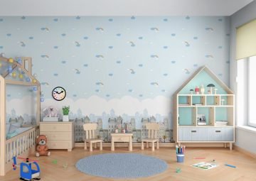 Ada kids 8902-1-wallpaper collection-pattern-mavi bulutlu-oyun odası-kız-erkek-modelli-çocuk