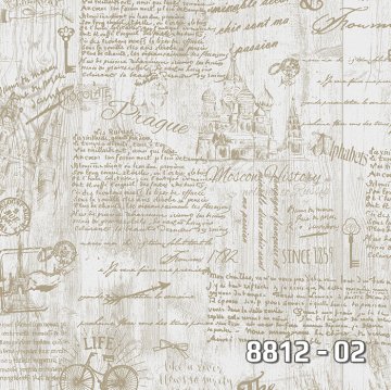 Royal Port 8812-02-Genç-çocuk-yazılı-kahve-desenli dokulu-fon