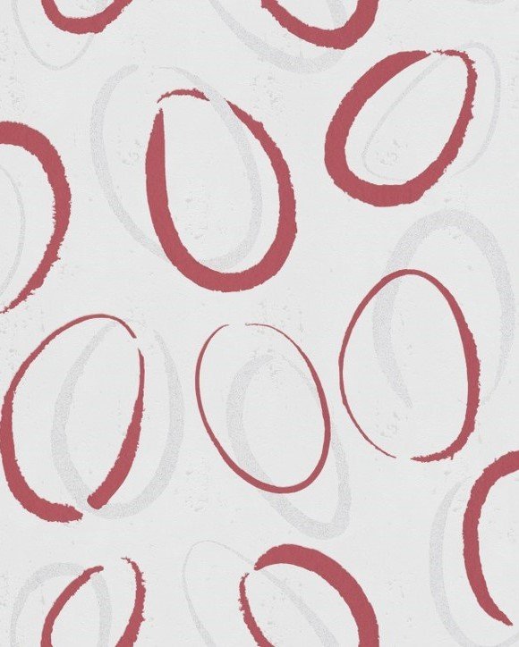 Alman novamur ella 6755-10-beyaz kırmızı halkalı modelli-dokulu-kabartmalı-fon