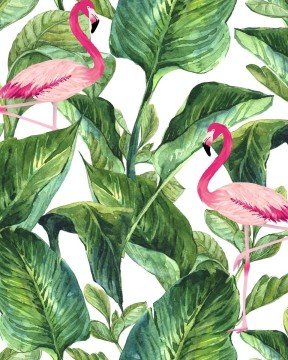 wall-frezya  fr18-0022 yeşil yapraklı kuşlu-pembe kuşlu-desenli-modern-fon-duvar kağıtçım