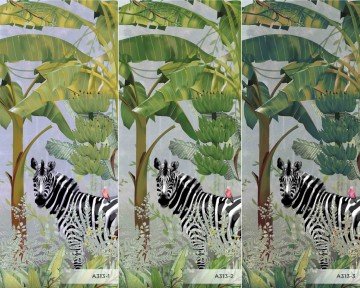 amazon poster A313-2-zebra flamingo-1 m fiyatı- özel poster modeli-Yeşil-fon
