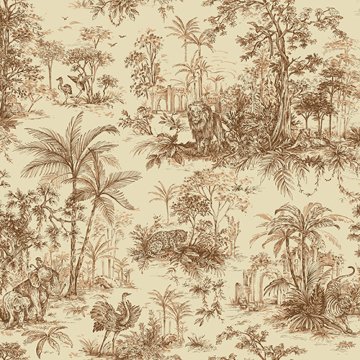 Tropicano 9909-5-kahverengi-kuş ve aslan leylek çoklu hayvan-fon