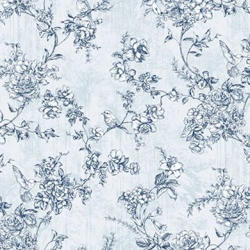 Tropicano 9914-2-Ağaç dalı-kuş-açık mavi renkli-fon