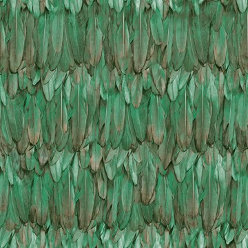 Tropicano 9913-4-doğal-yeşil renkli-kuş kanadı-tüylü-modern-desenli-fon