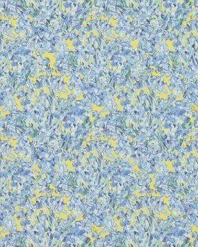 Van Gogh duvar kağıdı 17150-sarı zemin-mavi-gül-dallı-desenli-dalgalı-doğal