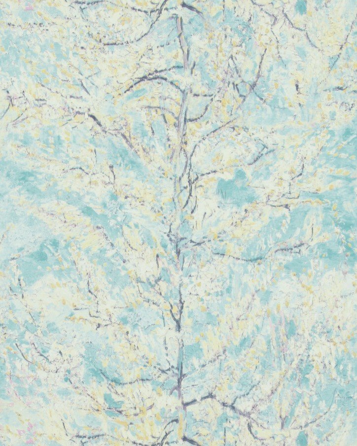 İthal Hollanda BN-Van Gogh duvar kağıtları 17160-mavi sarı-Ağaç-dallı-desenli-Fon-Rulo Ebatı: 10,05 x 0,53 m