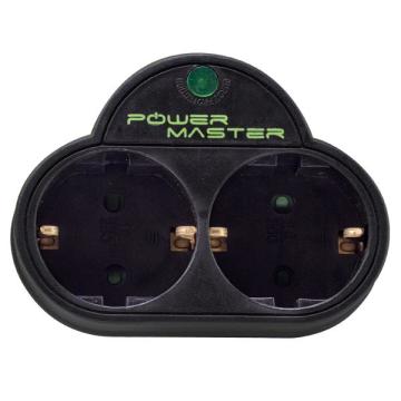 POWERMASTER PM-16916 16A - 3500W 2'Lİ AKIM KORUMALI PRİZ SİYAH