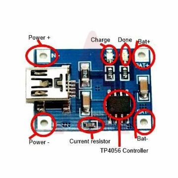 Tp4056 Lityum Batarya Şarj Aleti / 5v-1a - Tp4056 1a Lithium Battery Charge Module Micro Usb Interfa