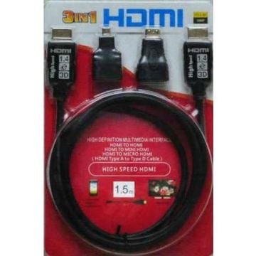 1.5 Metre HDMI Kablo 3'lü Set Micro