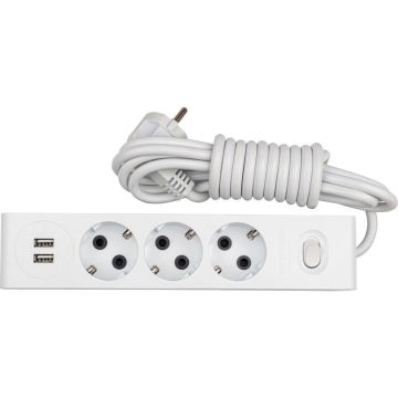 GÜNSAN VISAGE 2 USB ÇIKIŞLI 3'LÜ (Ç.K) ANH. TOPRAKLI GRUP PRİZ (3 MT )